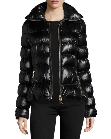 Burberry Brit Ashdon Glossy Fitted Puffer Coat, Black 